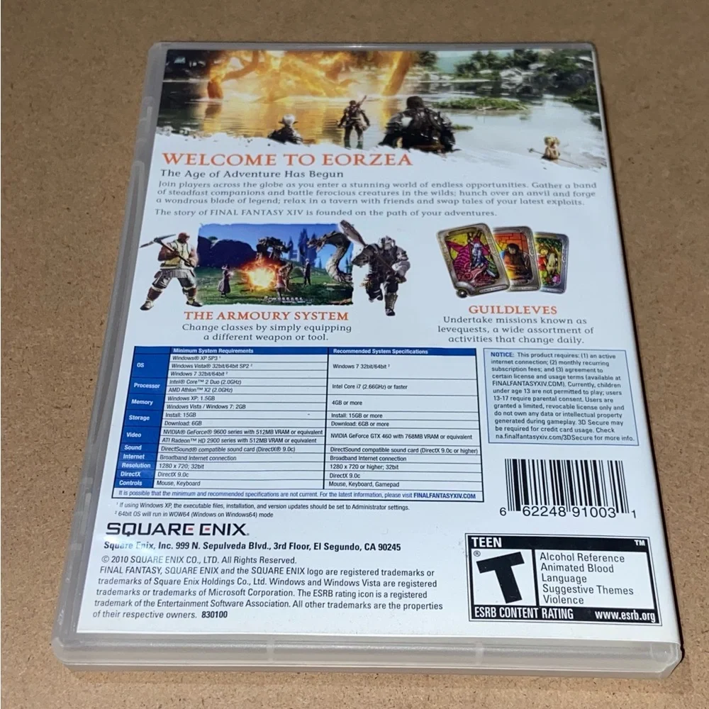 2010 FINAL FANTASY XIV PC DVD ROM Online Square Enix Game